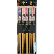 5 Pair 9.5" Bamboo Chopsticks - Geisha
